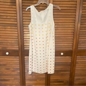 Trina Turk Sun Drenched White Geometric Embellished Shift Mini Dress Size 10